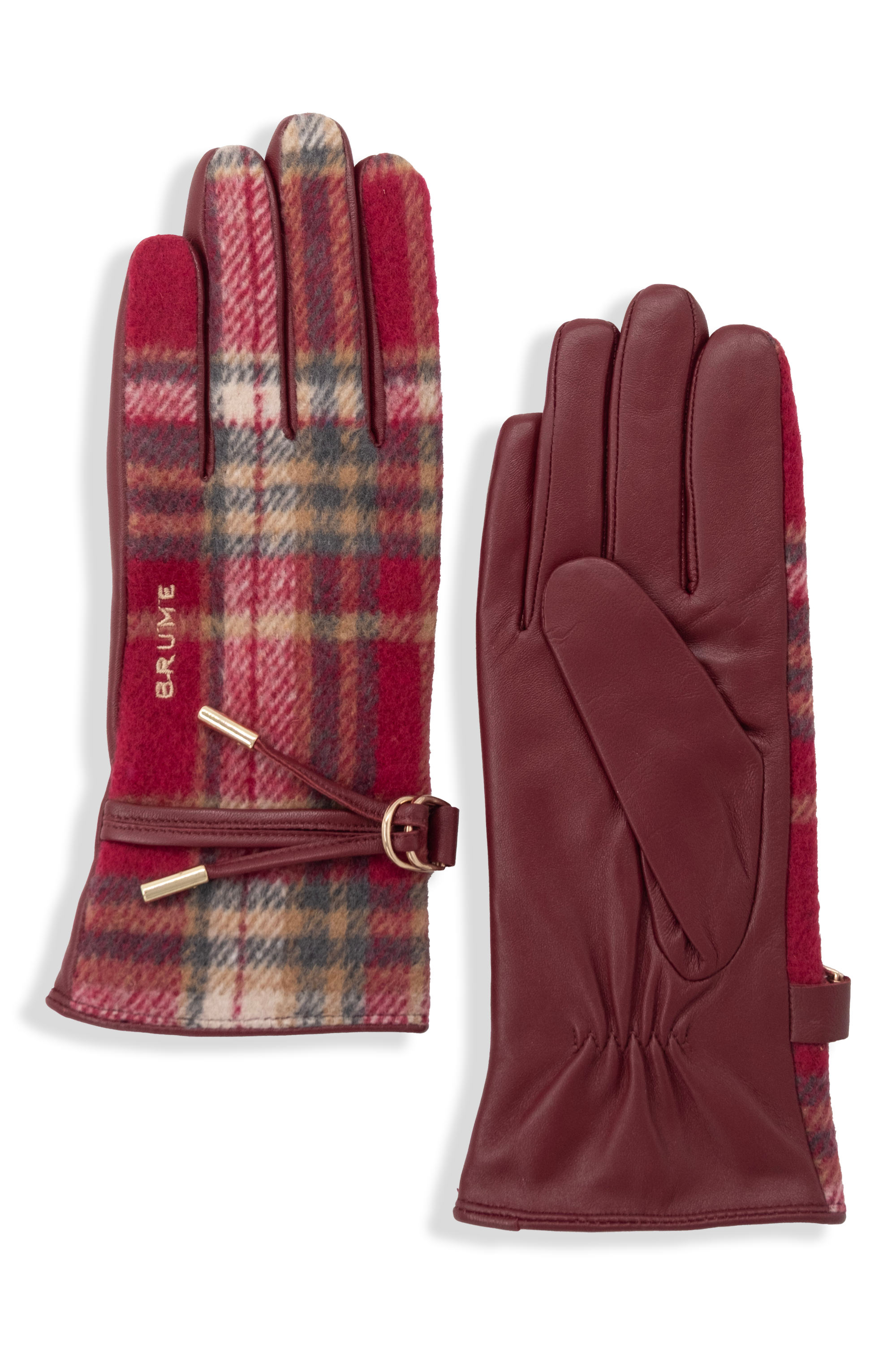 WATERVILLE PLAID & LEATHER GLOVES - Women