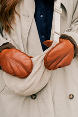 GREENWOOD LEATHER & FAKE FUR MITTENS - Women